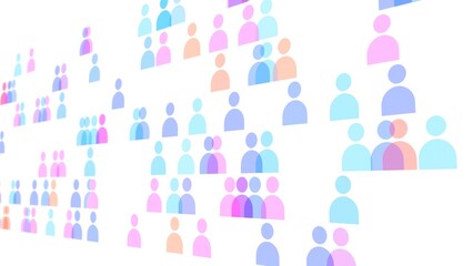 Transparent colorful transparent user icon mosaic 2d illustration. Can be used in social-network promos, diversity-inclusion campaigns or community growth