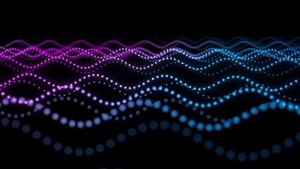 Abstract point-cloud wave surface  3d illustration can be used in data-flow dashboards, tech-conference backdrops or music visualizers