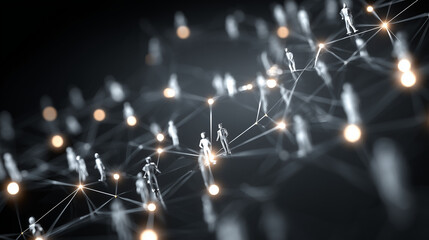 Interconnected nodes symbolizing an efficient digital recruitment network for talent acquisition and workforce management Showcasing the optimization of human resources in a modern corporate setting 