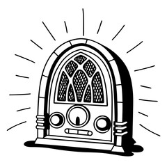Retro Radio Vector Illustration Vintage Broadcast Receiver