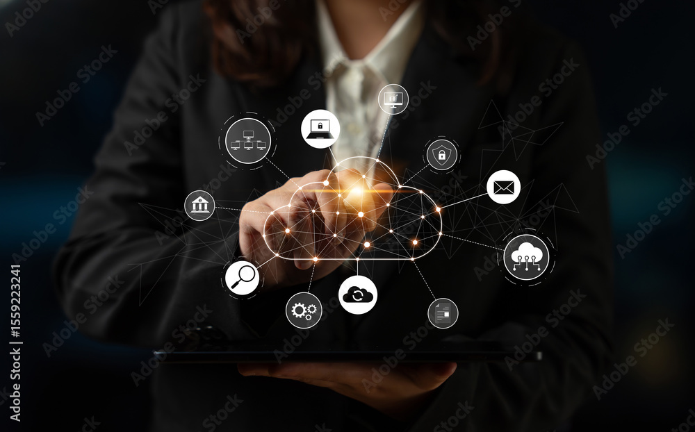 Poster cloud computing enables cloud, service, and network integration for digital transformation, data acc