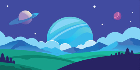 Nature Background Beautiful Sky Landscape Illustration