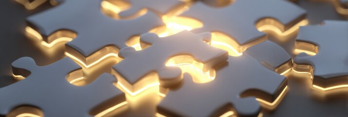 Connecting Glowing Puzzle Pieces Representing the Concept of Autism Support and Community Engagement During a Thoughtful Discussion