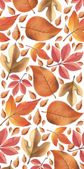 Autumn mosaic: a vibrant display of colorful leaves in a unique patchwork design