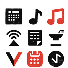Icons for Smartphone Applications in Red and Black
