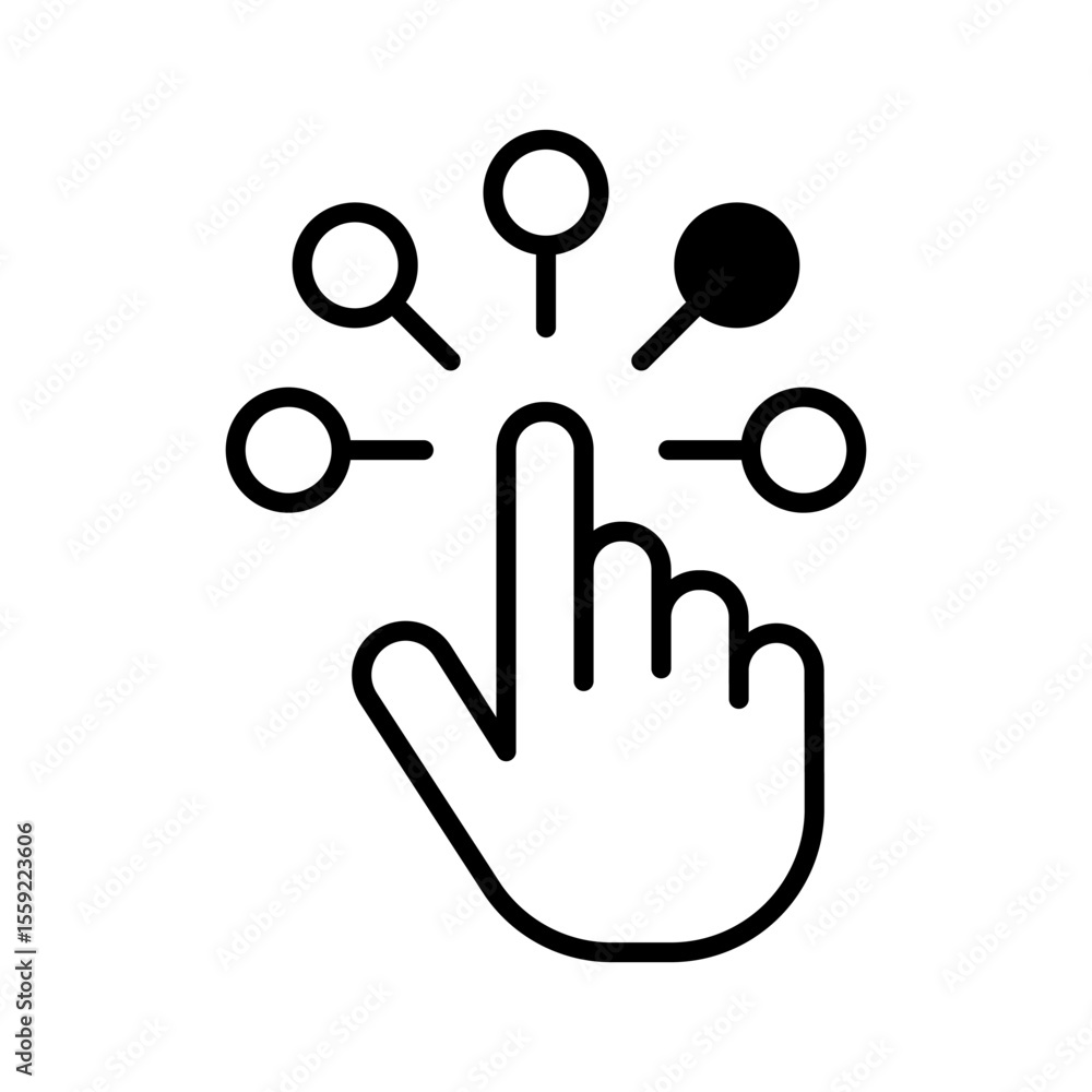 Poster click icon. selecting or clicking. decision concept symbol