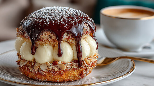 Paris-Brest with almond topping