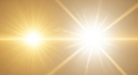 Obraz premium Golden and white light beams shining on gradient background