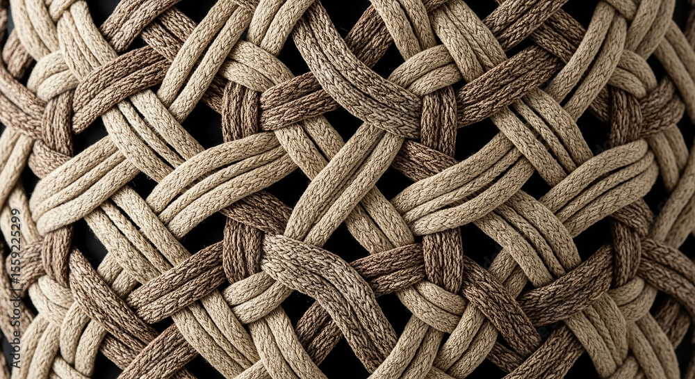 Poster intertwined beige and brown ropes creating a decorative woven pattern