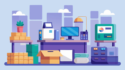 Obraz premium Clean workspace with stacks of boxes thermal prin