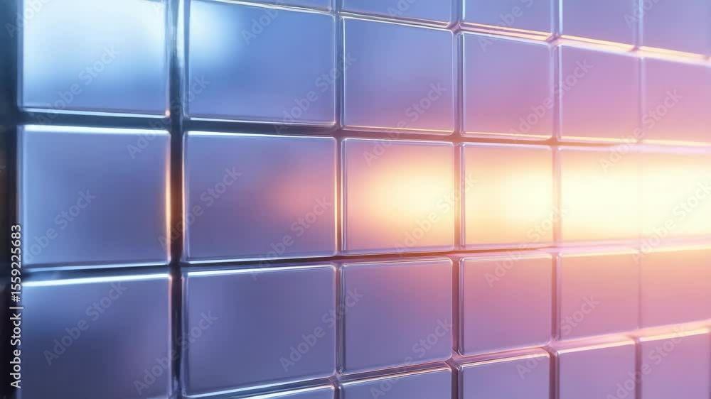 Poster array of metal cubes with light reflecting