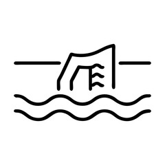 Flood control dam icon with water waves design in vector format  