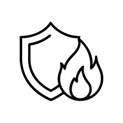 Shield and flame icon representing fire insurance concept  