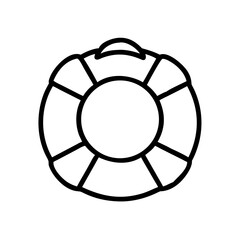 Lifebuoy icon in simple line art style for insurance concept  