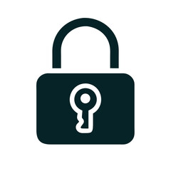 Lock and key icon in simple vector style representing security concept  
