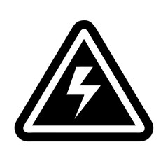 Black lightning warning icon inside a triangular shape  