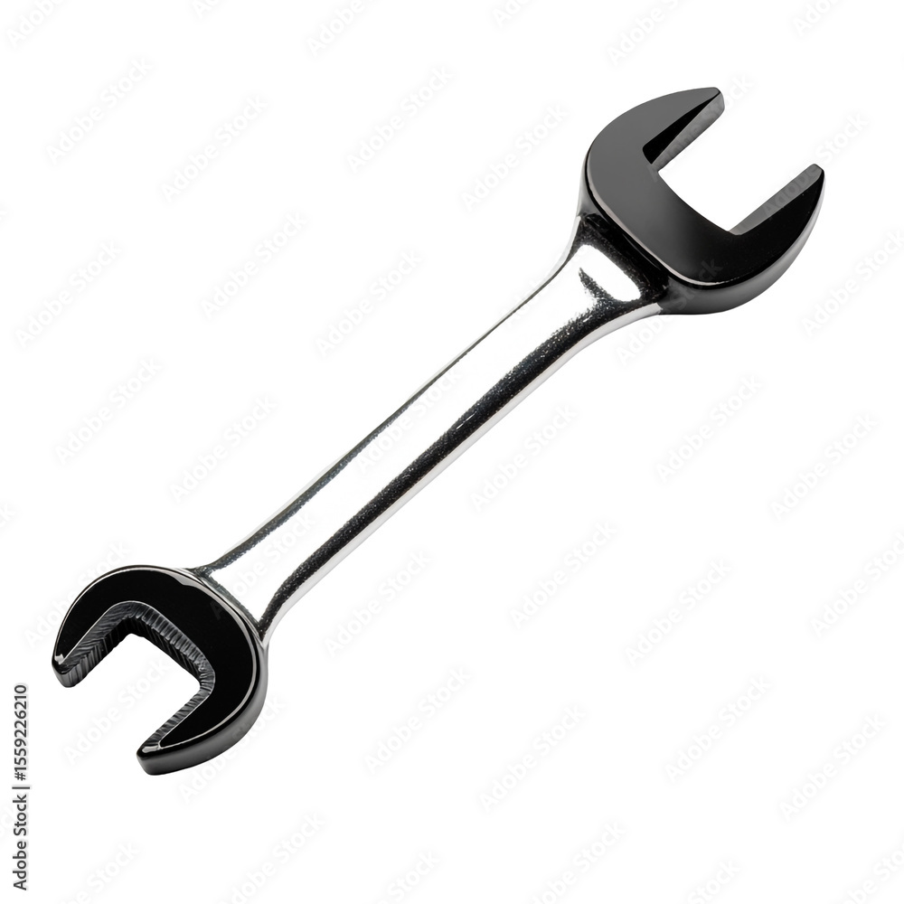 Poster shiny silver wrench isolated on black background a useful tool for mechanics and diy projects