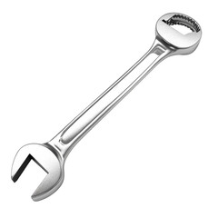 Shiny silver wrench isolated on black background a metal tool for tightening nuts and bolts