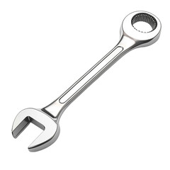 A shiny metal wrench isolated on black background a tool for tightening and loosening nuts and bolts