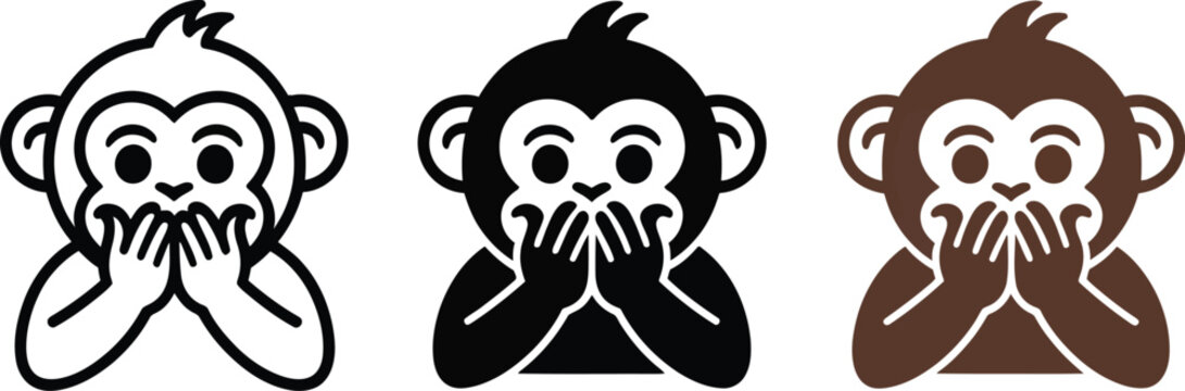 Three wise monkeys hear no evil see no evil speak no evil emoji vector illustration graphic design