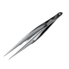 Precision Instrument: An up-close perspective of a gleaming, metallic tweezer, illustrating its functionality and sleek design.