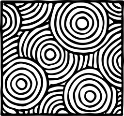 Bold ripple effect with concentric circles in black and white, ideal for visual impact.

