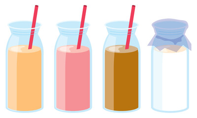 瓶に入ったドリンクのイラストセット