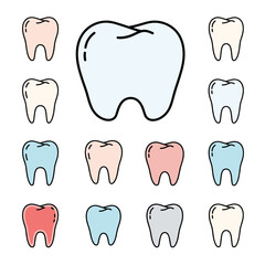 Colorful Tooth Icons A Diverse Set of Dental Illustrations