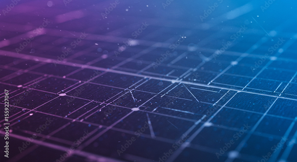Poster abstract network background with glowing lines and nodes in blue and purple gradient colors