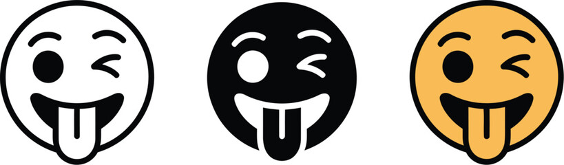 Fototapeta premium Winking face with tongue emoji vector illustration for social media and communication design graphic