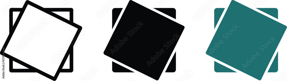 Aufkleber square rotate icon vector illustration set of three squares in different colors and styles design