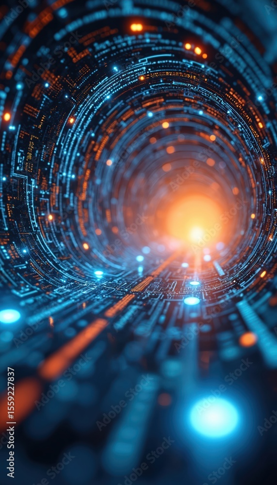 Aufkleber Abstract illustration representing big data tech integration, innovation concept. Swirling algorithms, digital elements symbolize connectivity, futurism. Dynamic, scientific visualization with