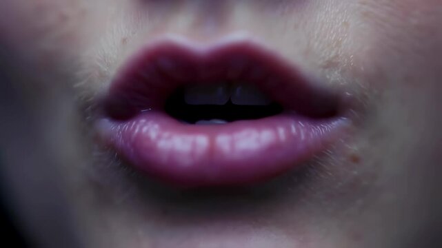 Closeup sequence of speaking lips articulating words in slow motion