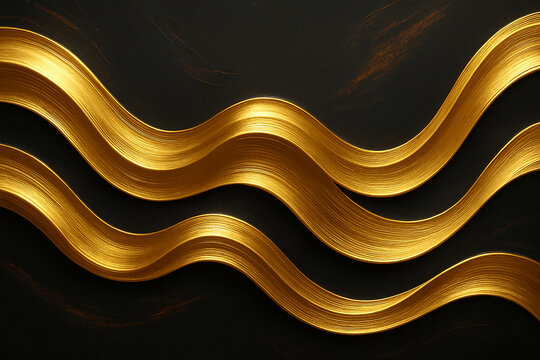 The golden elements create a sense of opulence and luxury, while the contrasting dark background accentuates the golden shapes.