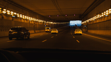 Cars in a tunnel