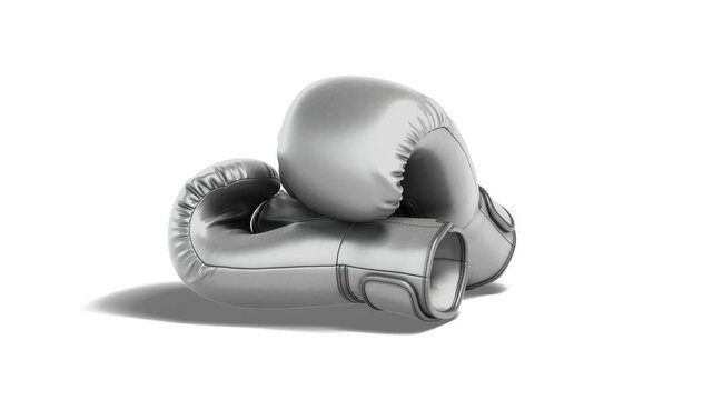 Blank silver boxing gloves pair, 4k, looped rotation