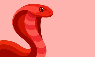 Minimalist illustration of a red snake in side profile. Flat design with bold shades. Perfect for wildlife themes, nature graphics, or modern educational visuals.