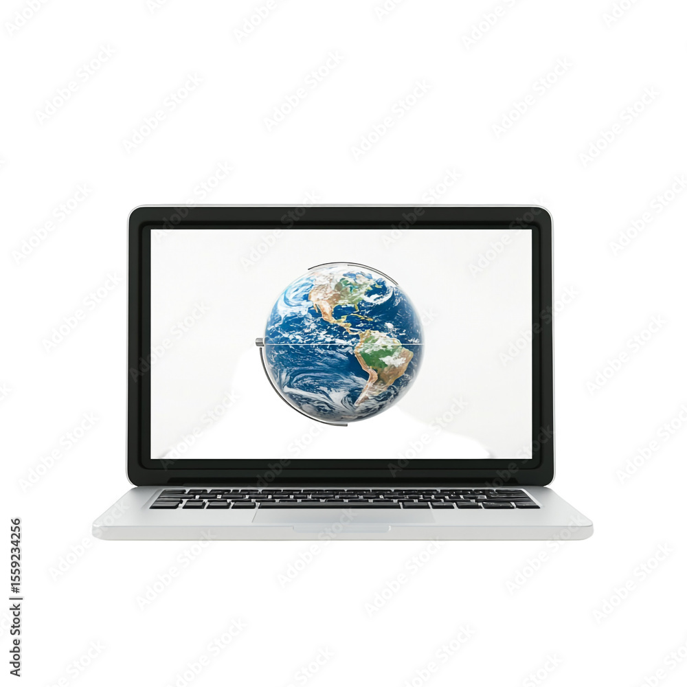 Poster a globe displayed on a laptop screen symbolizing global connectivity and digital access