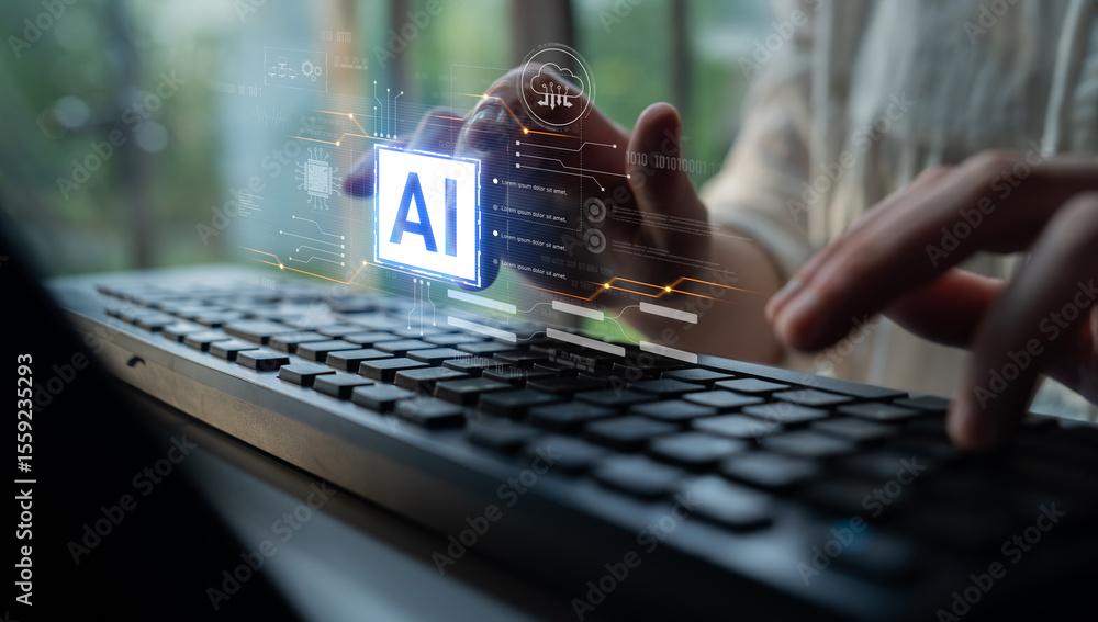 Poster ai core technology presented with digital circuit connections, symbolizing ai systems, processing po