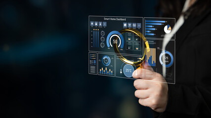 Smart home dashboard manages IoT system. Smart home dashboard controls temperature, dashboard tracks energy, smart home handles devices, and smart home dashboard monitors data. Latch