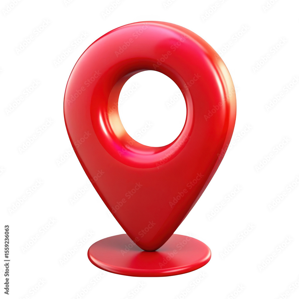 Poster shiny red location pin icon isolated on transparent background
