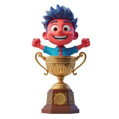 trophy with animated cartoon characters
