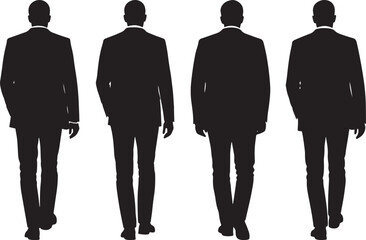 Man Walking Back View Silhouette Vector Set vector illustration