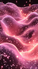 Abstract glowing wave patterns | Pink and purple digital space with particles | Futuristic technology background | Ideal for tech, innovation, AI, data visualization and creative concepts.
