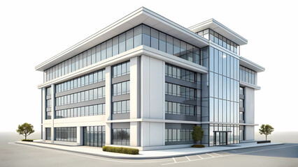 Modern office building exterior design with glass facade for commercial real estate architecture