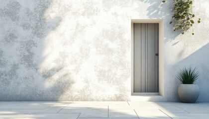 Vintage White Cement Wall For Wallpaper Or Graphic In Modern House Interiors With A Calm And Simple Feel. Old Concrete Blank Plaster Ure.