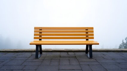 Wooden Bench in Snowy Landscape