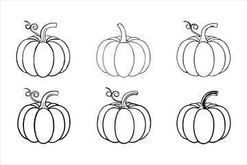 Halloween Pumpkin outline  Set with Spooky Faces and Festive Decorations