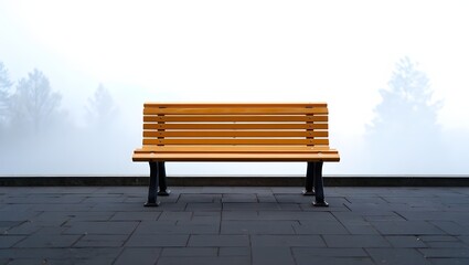 Wooden Bench in Snowy Landscape