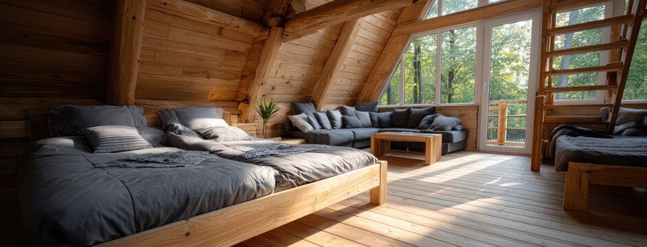 A man stands on his sailboat, looking thoughtfully at an AI hologram showing stock market data, as twilight casts a serene atmosphere